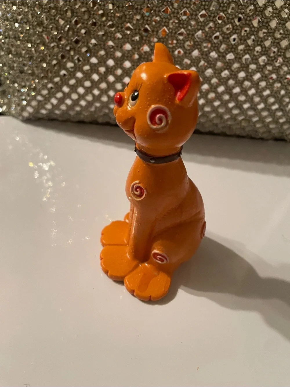 Orange Ceramic/Clay Cat Figurine